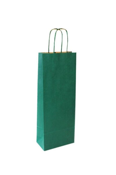 Flaschentragetasche für 1 Flasche,120 g/qm, 15 x 8 x 39,5 cm, grün, 10 Stück
