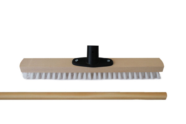 Industrieschrubber Holz / PPN, Kunststoffhalter, weiß, 40 cm mit Stiel 10 Stück
