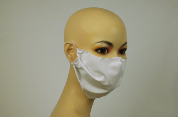 Mund-Nasen-Maske aus Stoff, weiß, bis 60° C waschbar, (ergonomisch, wiederverwendbar), Gr. M, 3er Set