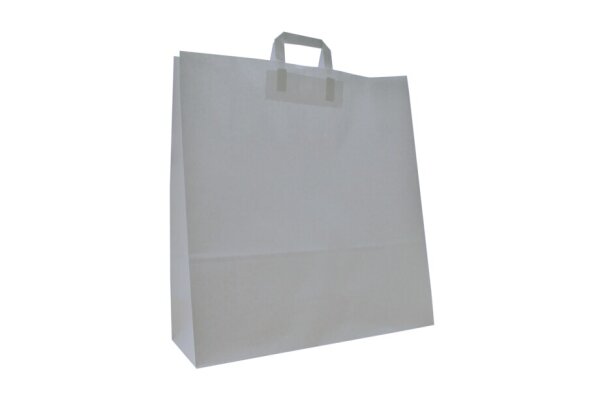 Papiertragetasche Weiß, 100 g/qm, Flachhenkel, 45 + 17 x 49 cm,  10 Stück