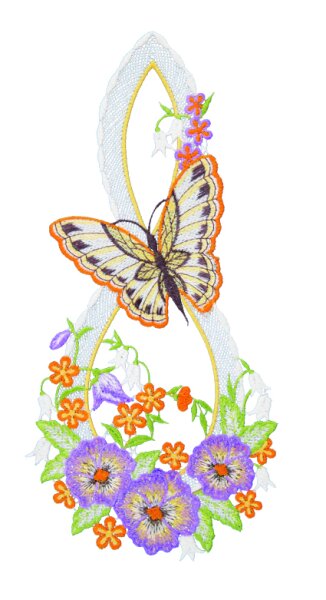 Fensterbild "Schmetterling", farbig, 15 x 30 cm, Plauener Spitze