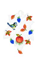 Fensterbild "Herbstblatt mit Vogel", farbig, 21...