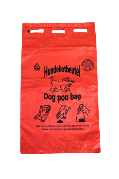 Hundekotbeutel - ROT - ÖKO - rot bedruckt schwarz - abreissbar - 20 x 32 + 3 cm, verschiedene Mengen