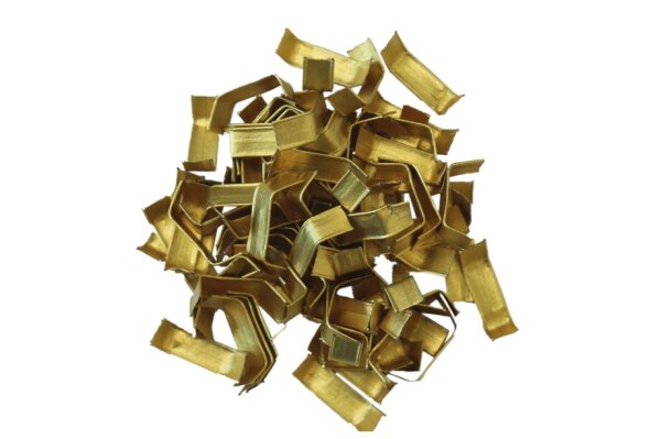 Beutelverschlüsse, Gold, 33 x 8 mm, Papier, U-Form vorgebogen, 100 Stück