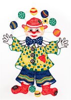 Fensterbild Clown farbig, 22 x 31 cm, Spitze  Deko Schmuck Gardiene