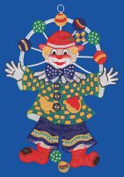 Fensterbild Clown farbig, 22 x 31 cm, Spitze  Deko Schmuck Gardiene