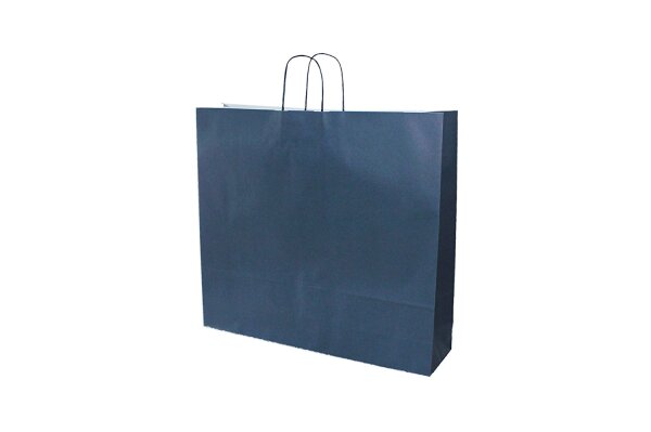 Papiertragetaschen mit Kordel, 120 g/qm, 54 + 14 x 50 cm, dunkelblau, (eco blue), 10 Stück
