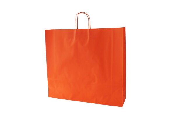Papiertragetaschen mit Kordel, 120 g/qm, 54 + 14 x 50 cm, orange, (arangi), 10 Stück