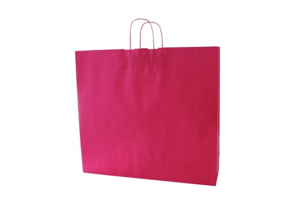 Papiertragetaschen mit Kordel, 120 g/qm, 54 + 14 x 50 cm, pink, (fuxia), 50 Stück