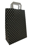 Papiertragetaschen "PUNKTE", 80 g/qm, 22 + 10 x 31 cm, schwarz mit weißen Punkten, 10 Stück