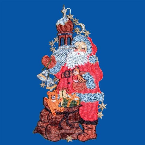 Fensterbild "Santa Claus", Länge 36 cm, Original Plauener Spitze