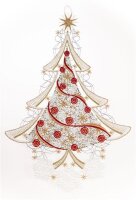 Fensterbild "Weihnachtsbaum" farbig, 24 x 37 cm, Original Plauener Spitze