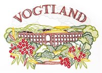 Gesticktes Bild "Vogtland" mit Hintergrund...