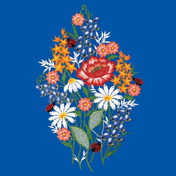 Fensterbild "Sommerstrauß" farbig, 22 x34 cm, Spitze, Sommerblumen Deko