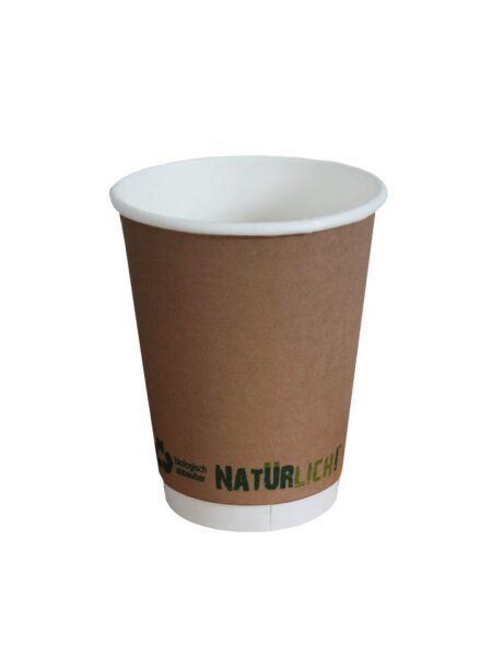 Kaffeebecher Coffee to go, Doppelwand glatt, braun-weiß, 200 ml, 100 Stück