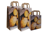 Papiertragetasche braun, Motiv: "Kartoffeln" 90g/qm, 22 + 10 x 31 cm für 2,5 kg, verschiedene Mengen