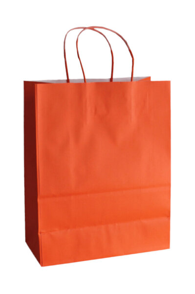 Papiertragetasche mit Kordel, 110 g/qm, 18 + 8 x 24 cm, "Arancio / Orange" 10 Stück