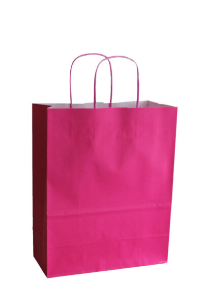 Papiertragetasche mit Kordel, 110 g/qm, 23 + 11 x 29 cm, "Fuxia / Pink" 100 Stück