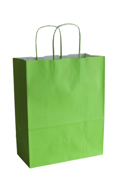 Papiertragetasche mit Kordel, 110 g/qm, 23 + 11 x 29 cm, "Verde Chiaro / Hellgrün" 10 Stück