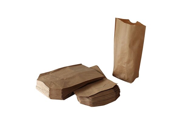 Papierbodenbeutel, braun, 2-lagig, 70g/m³, ungefädelt 16,5 x 26 cm für 1,5 kg 50 Stück